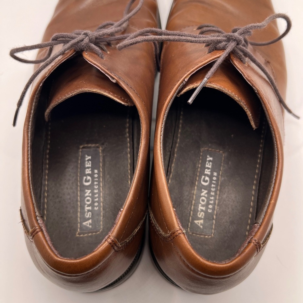Aston Grey Cleveland Mens Dress Shoes Brown Leather Lace Up Oxford Size 8 - Picture 6 of 7